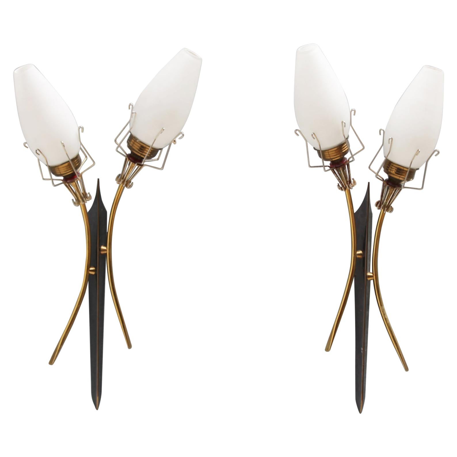 Pair of French Torch Wall Lights Attributed by Maison Arlus