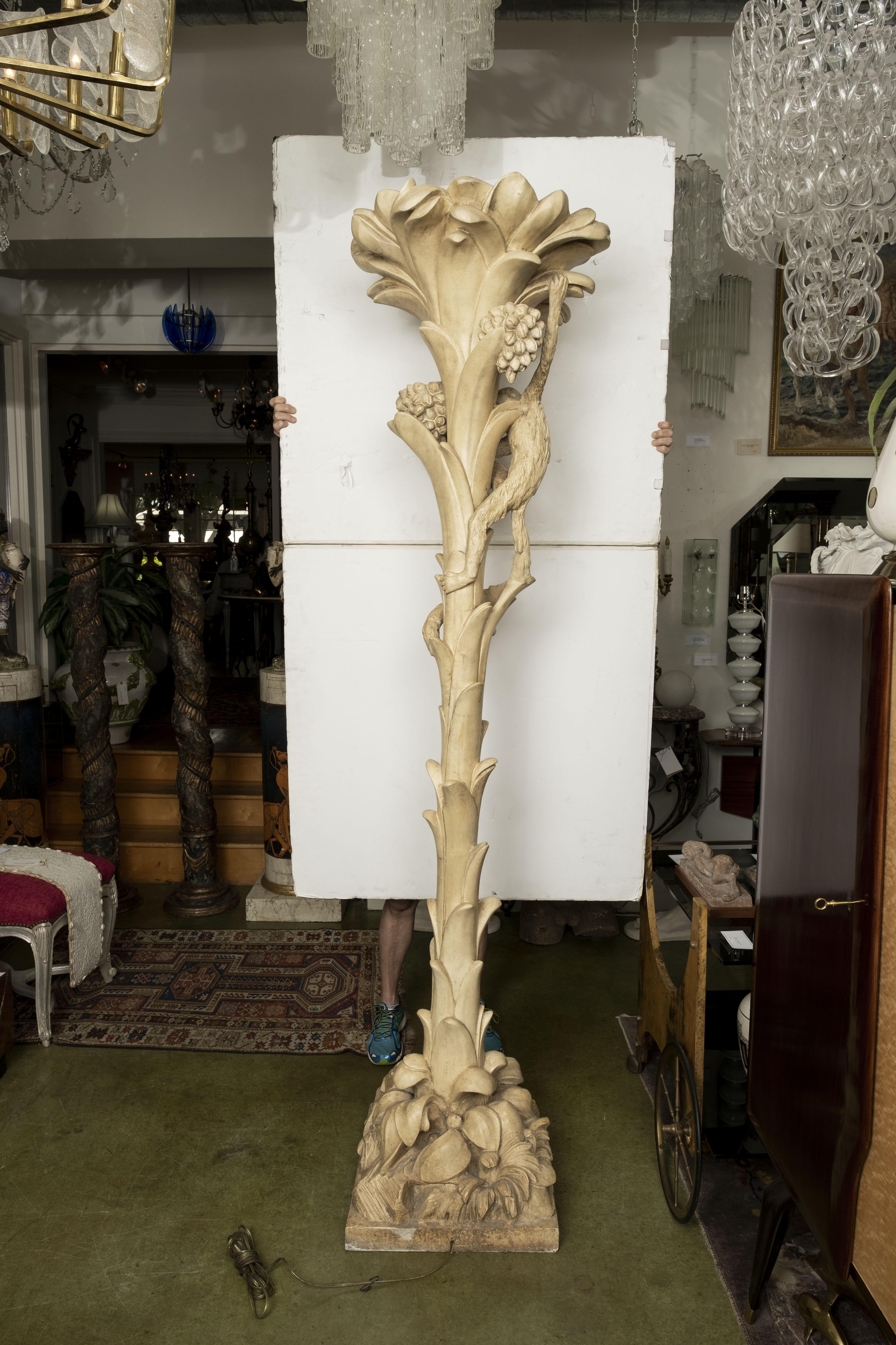 Pair of French Torchieres or Floor Lamps with Monkeys Attributed to Serge Roche For Sale 3