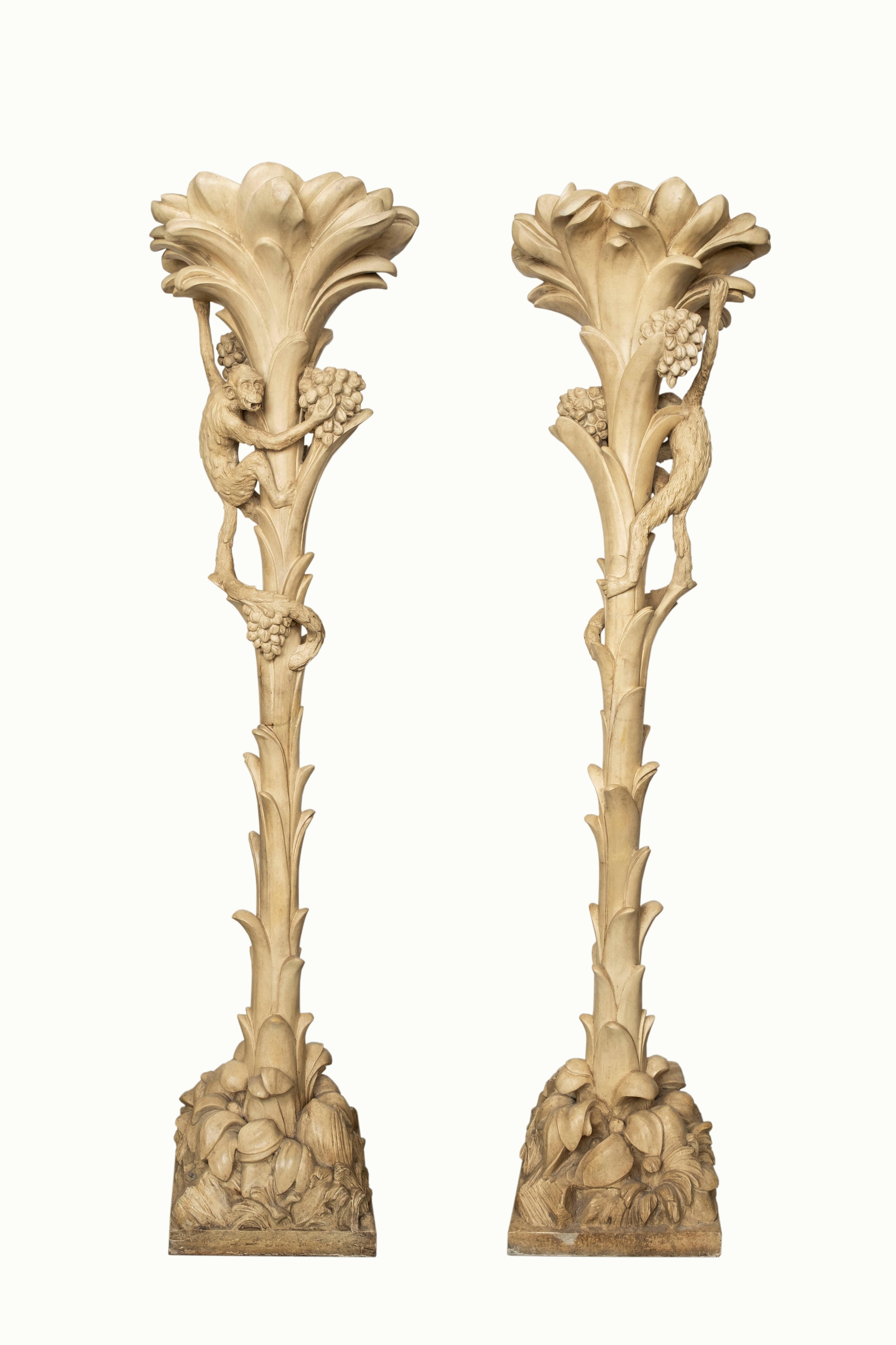 Pair of French Torchieres or Floor Lamps with Monkeys Attributed to Serge Roche For Sale 7