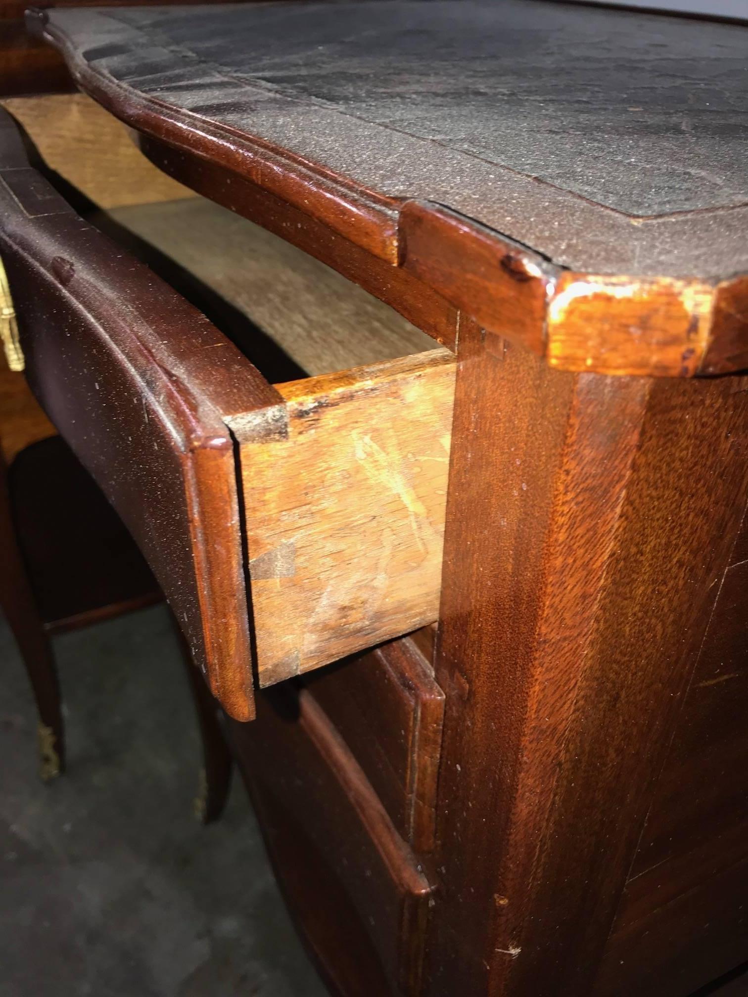 Mahogany Pair of French Transitional Side Tables