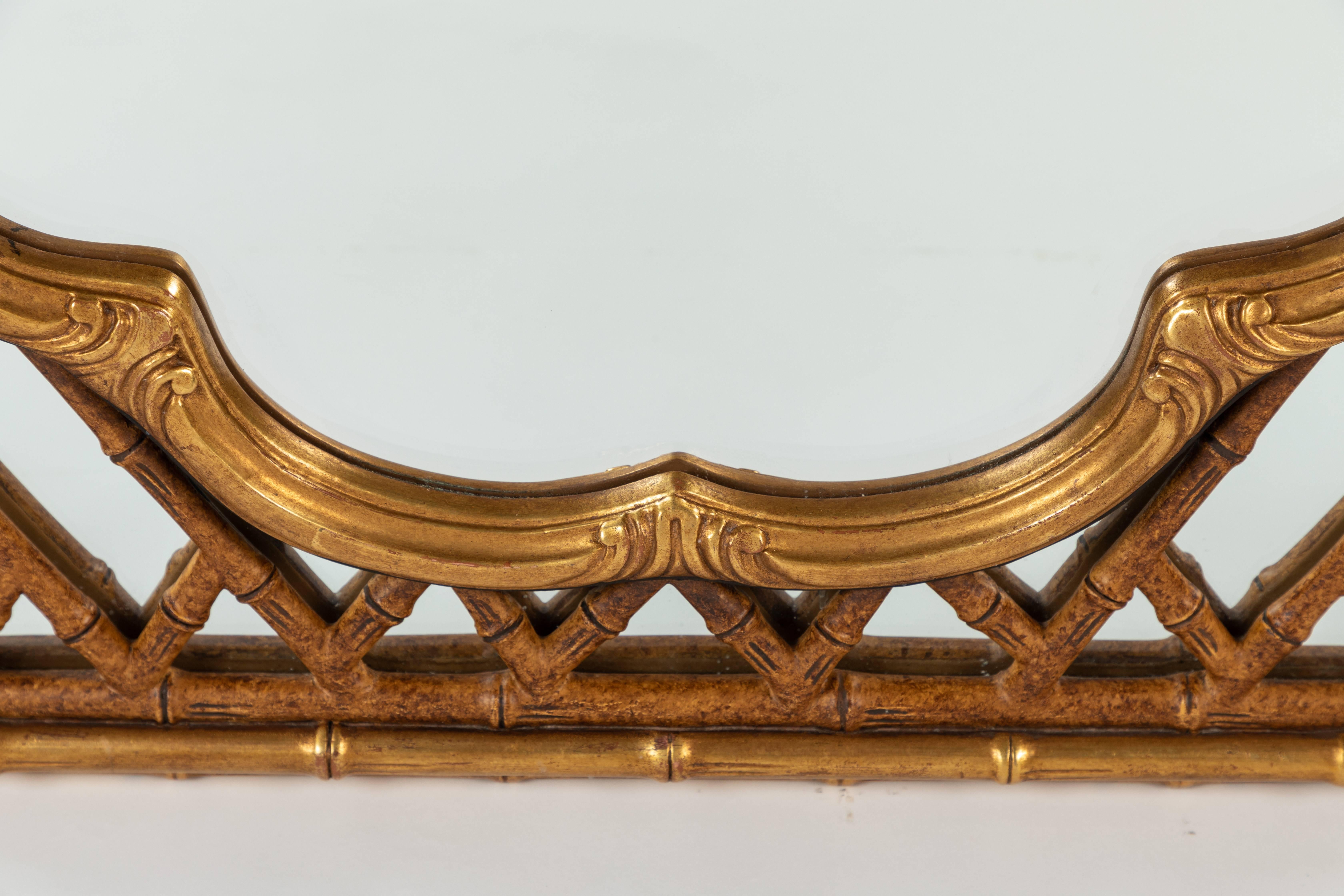 Gilt Pair of French Trellis and Bamboo Mirrors by Mirror Fair for Baker Knapp & Tubbs