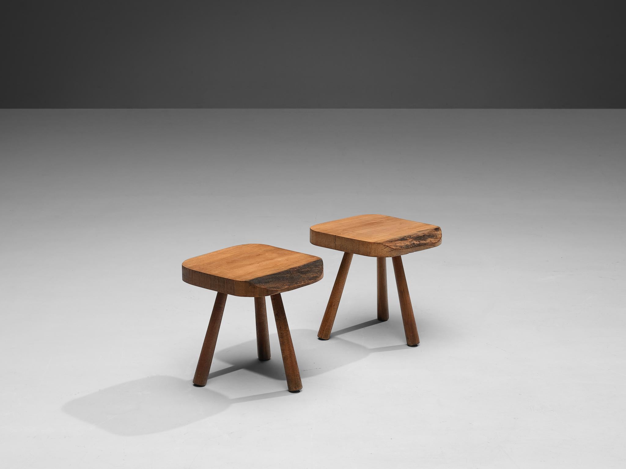 Pair of French Tripod Side Tables in Cherry 2