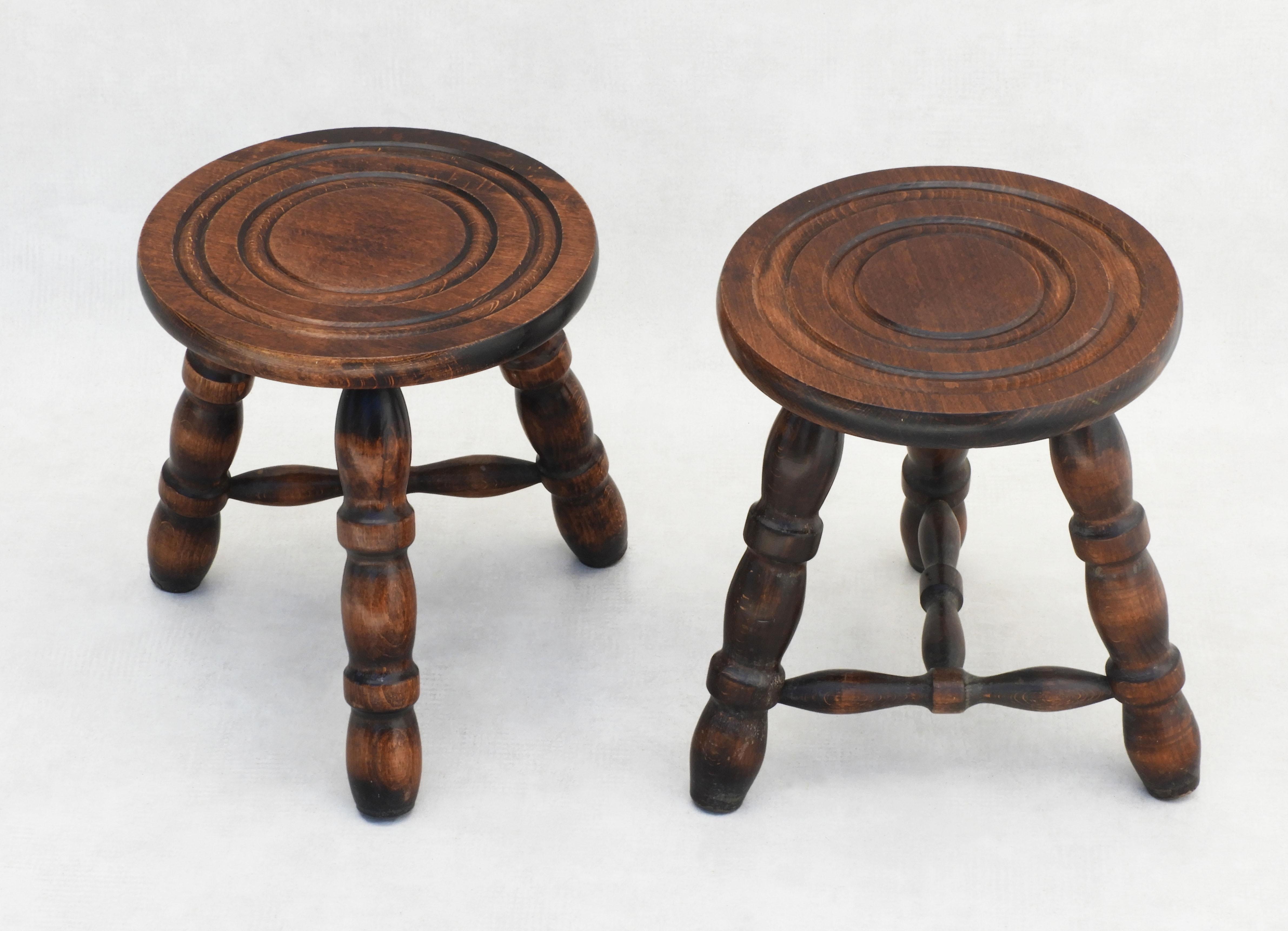 Turned Pair of French Tripod Stools C1950