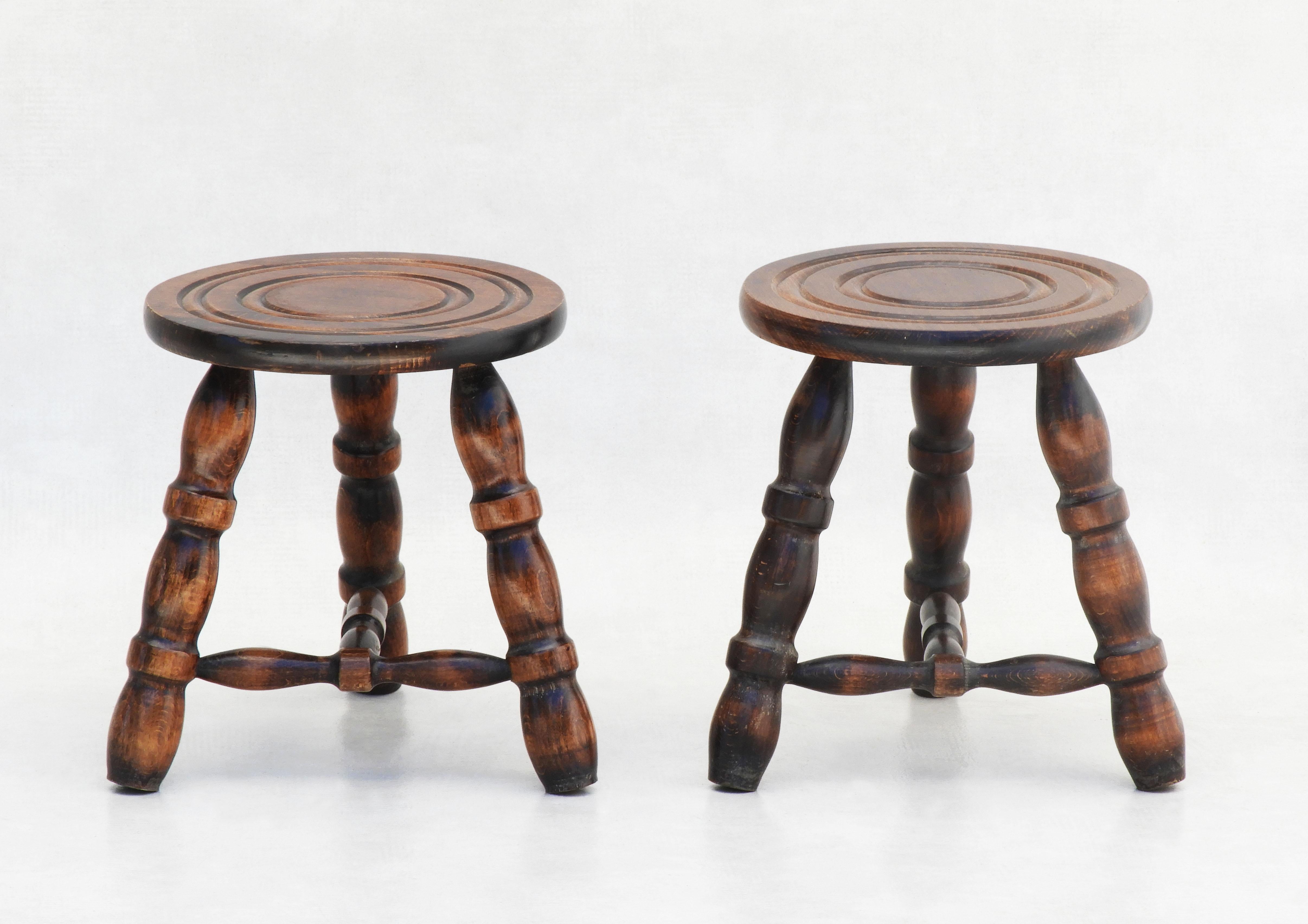 20th Century Pair of French Tripod Stools C1950