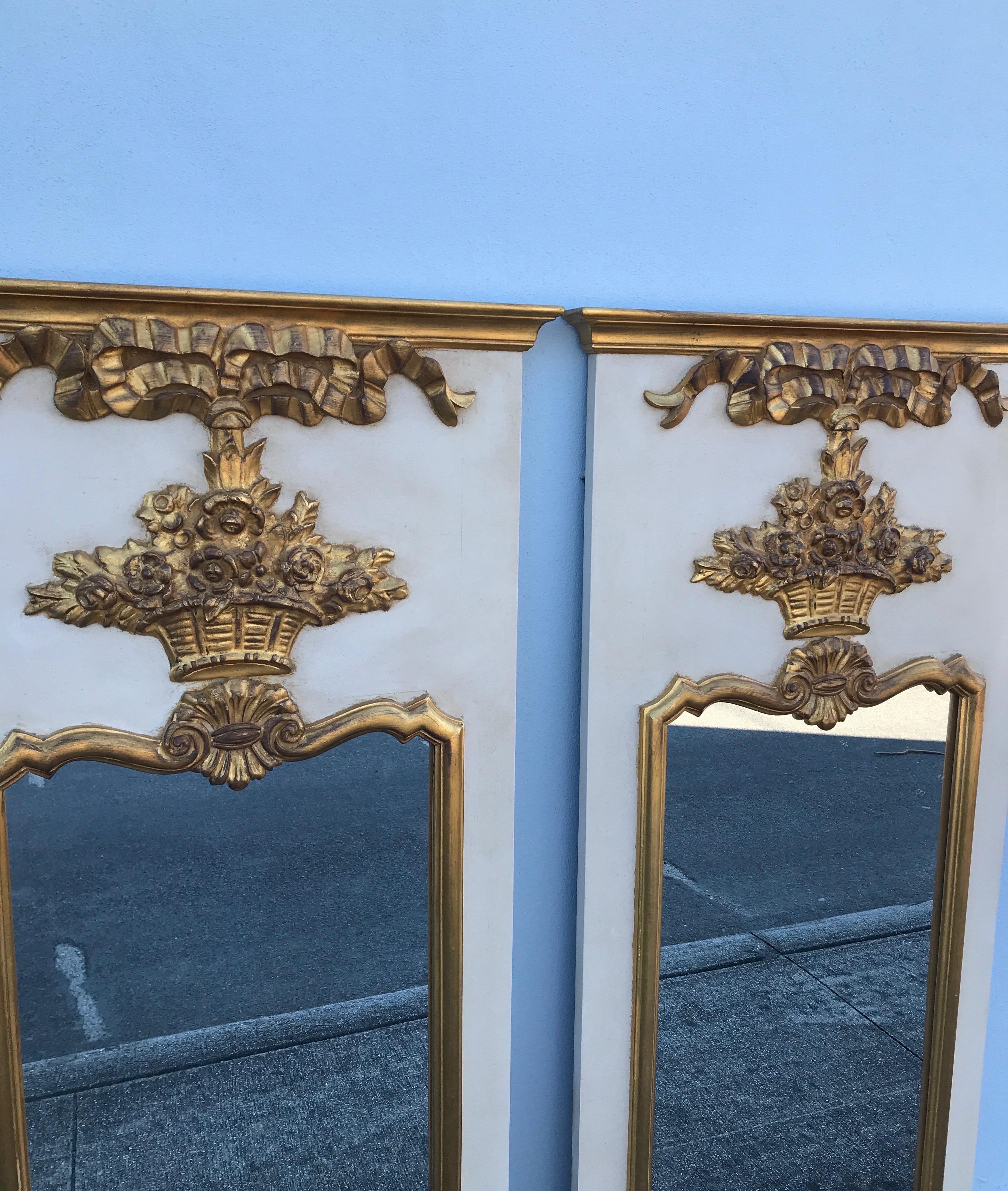 Pair of French Trumeau Style Mirrors by Carvers Guild 1