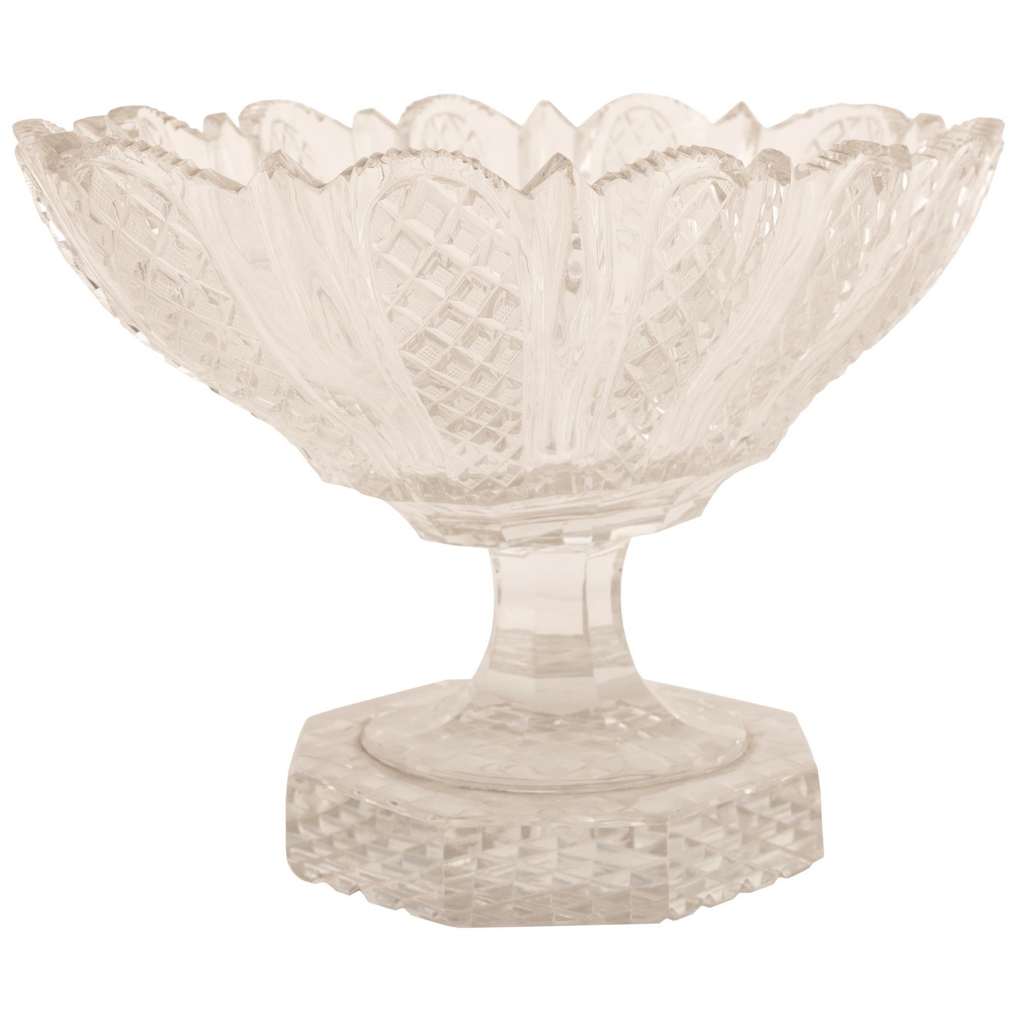 20th Century Pair Of French Turn Of The Century Louis XVI St. Crystal Centerpiece Urns For Sale