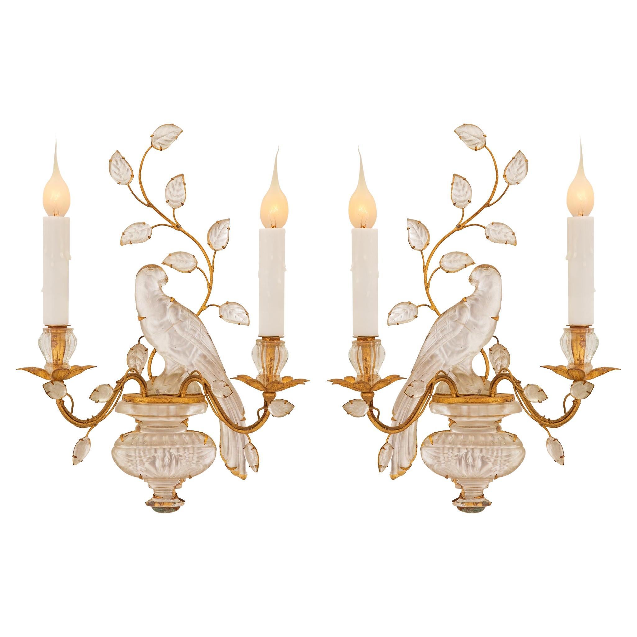 Pair Of French Turn Of The Century Louis XVI St. Sconces Attrib.To Maison Bagues For Sale