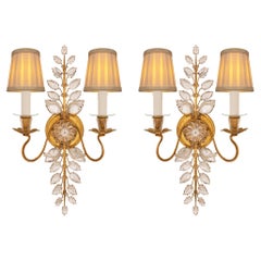 Pair of French Turn of the Century Louis XVI St. Sconces Attributed to Bagues