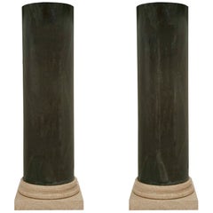 Coppia di colonne dipinte a finto colore in stile neoclassico francese di fine secolo