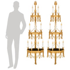 pair of French Turn of the Century Ormolu and patinated Bronze sconces