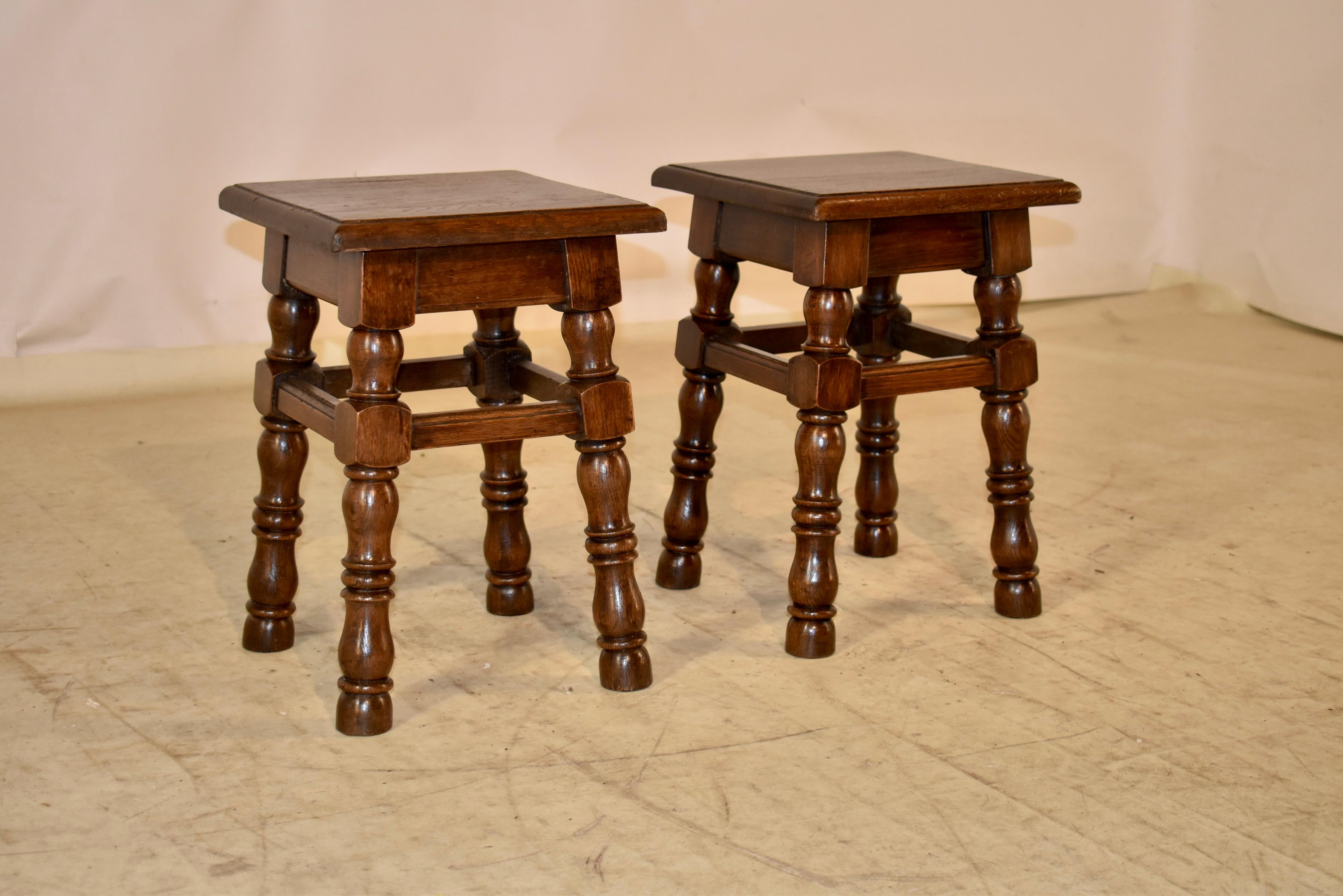 Napoleon III Pair of French Turned Stools For Sale