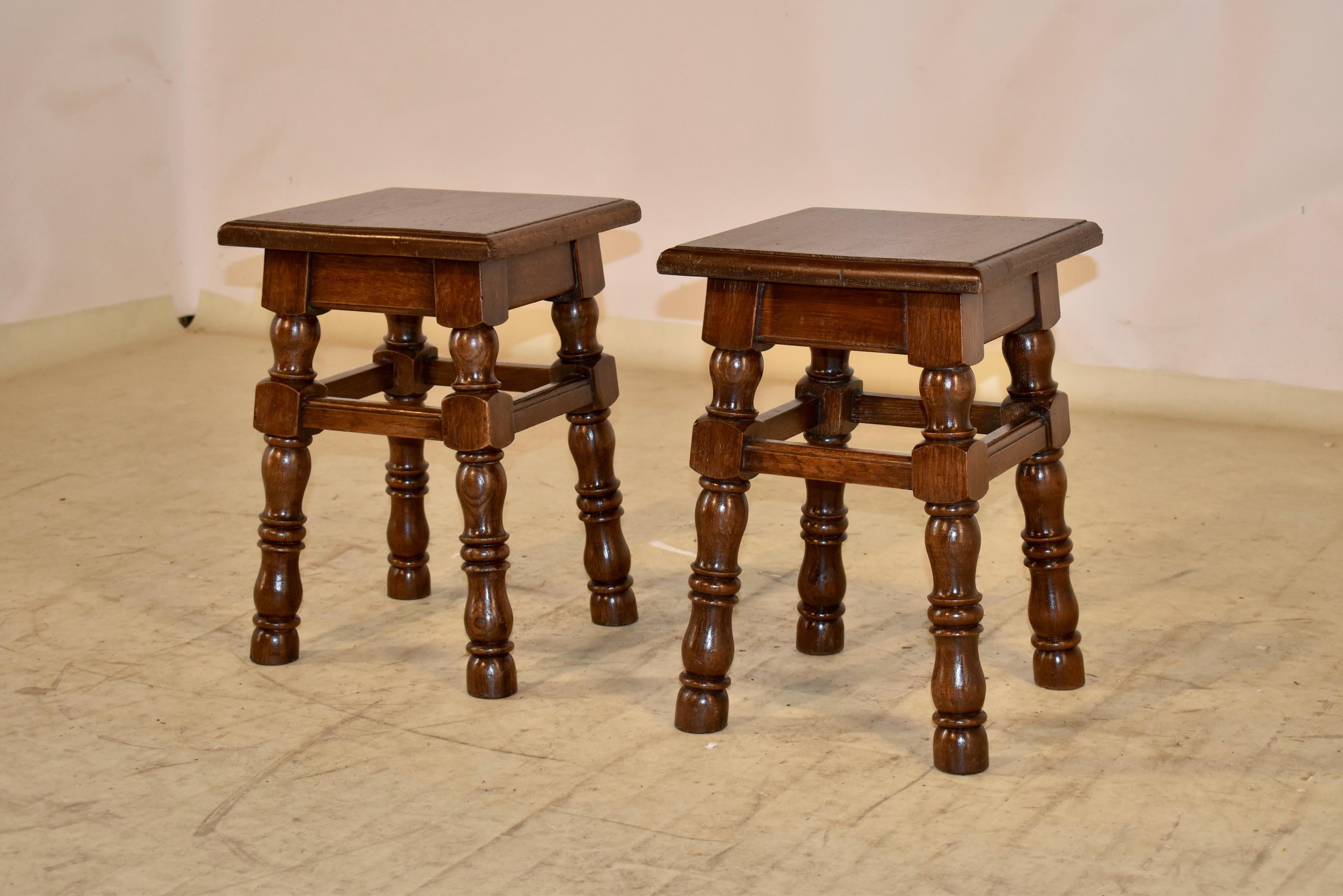 Napoleon III Pair of French Turned Stools For Sale