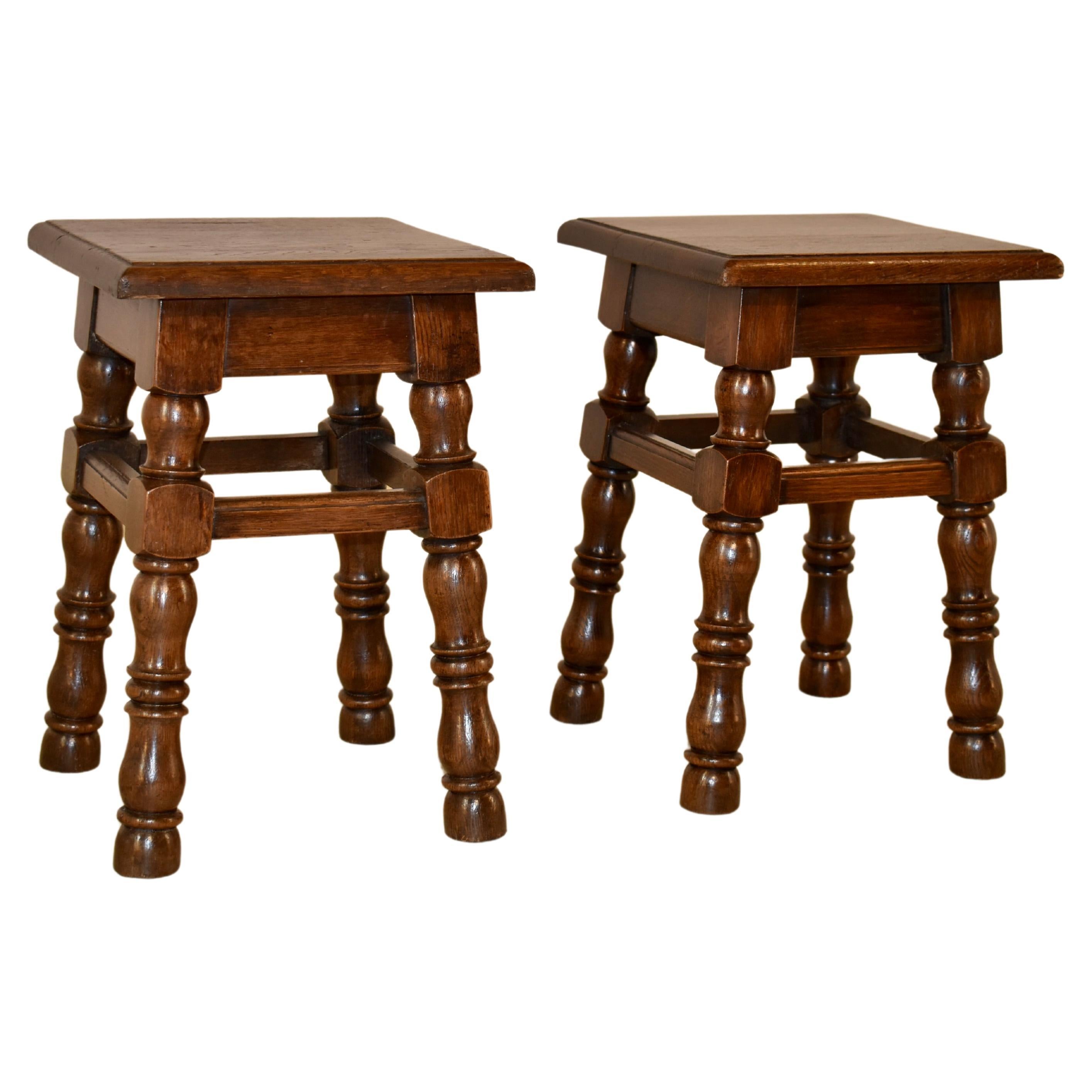 Pair of French Turned Stools For Sale