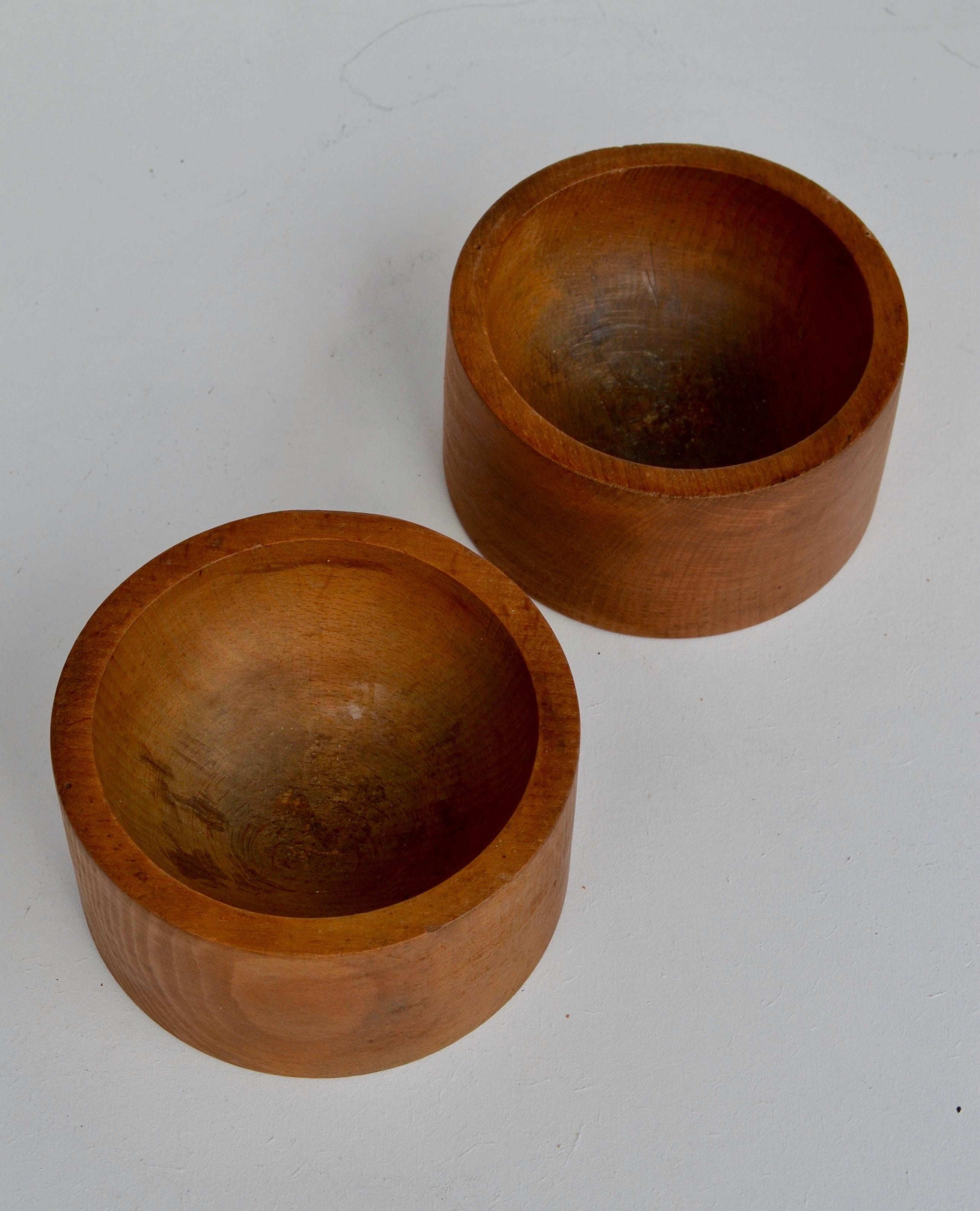 Mid-Century Modern Pair of French Turned Wood Catchalls, 1950s For Sale
