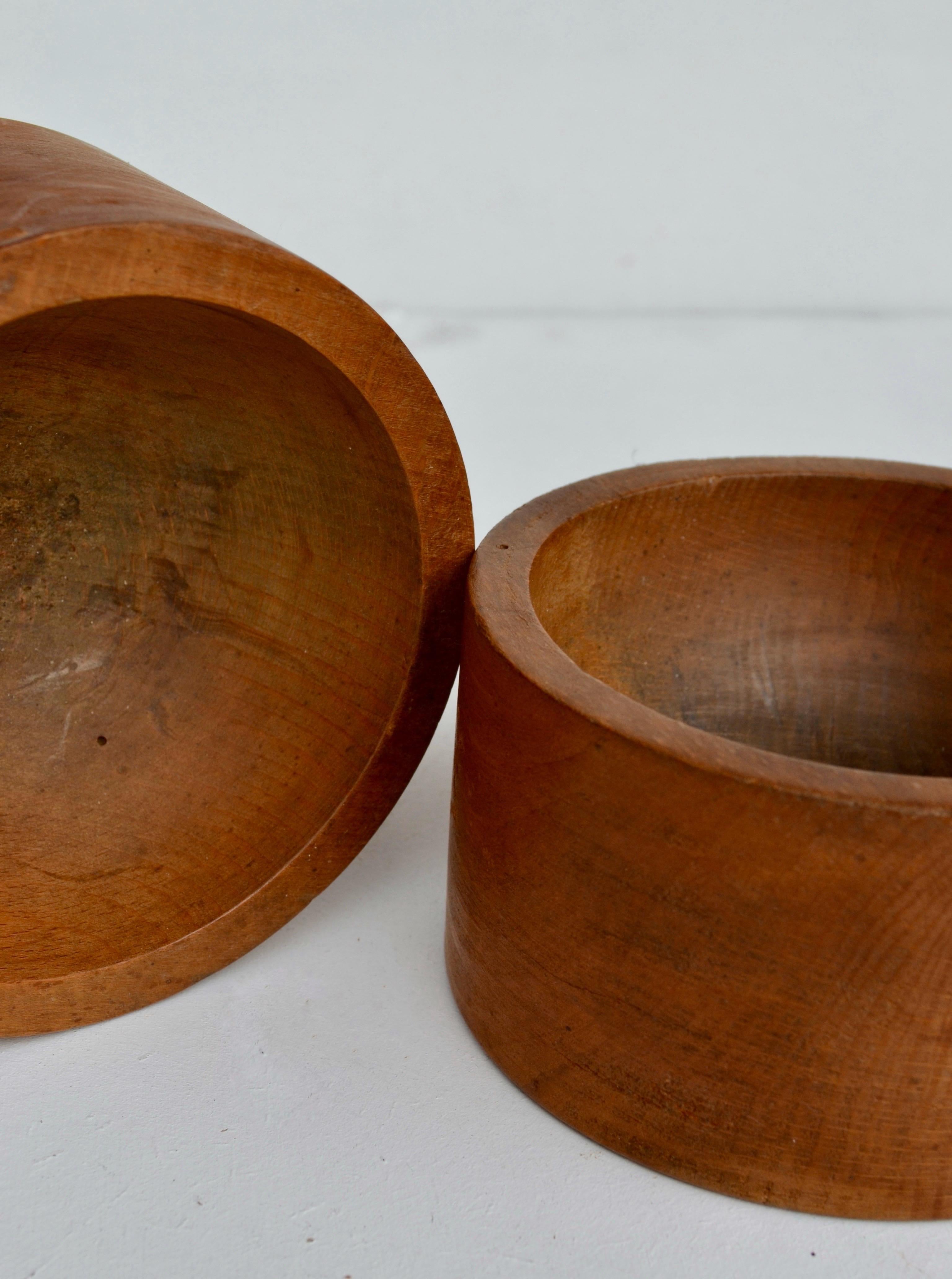 Beech Pair of French Turned Wood Catchalls, 1950s For Sale