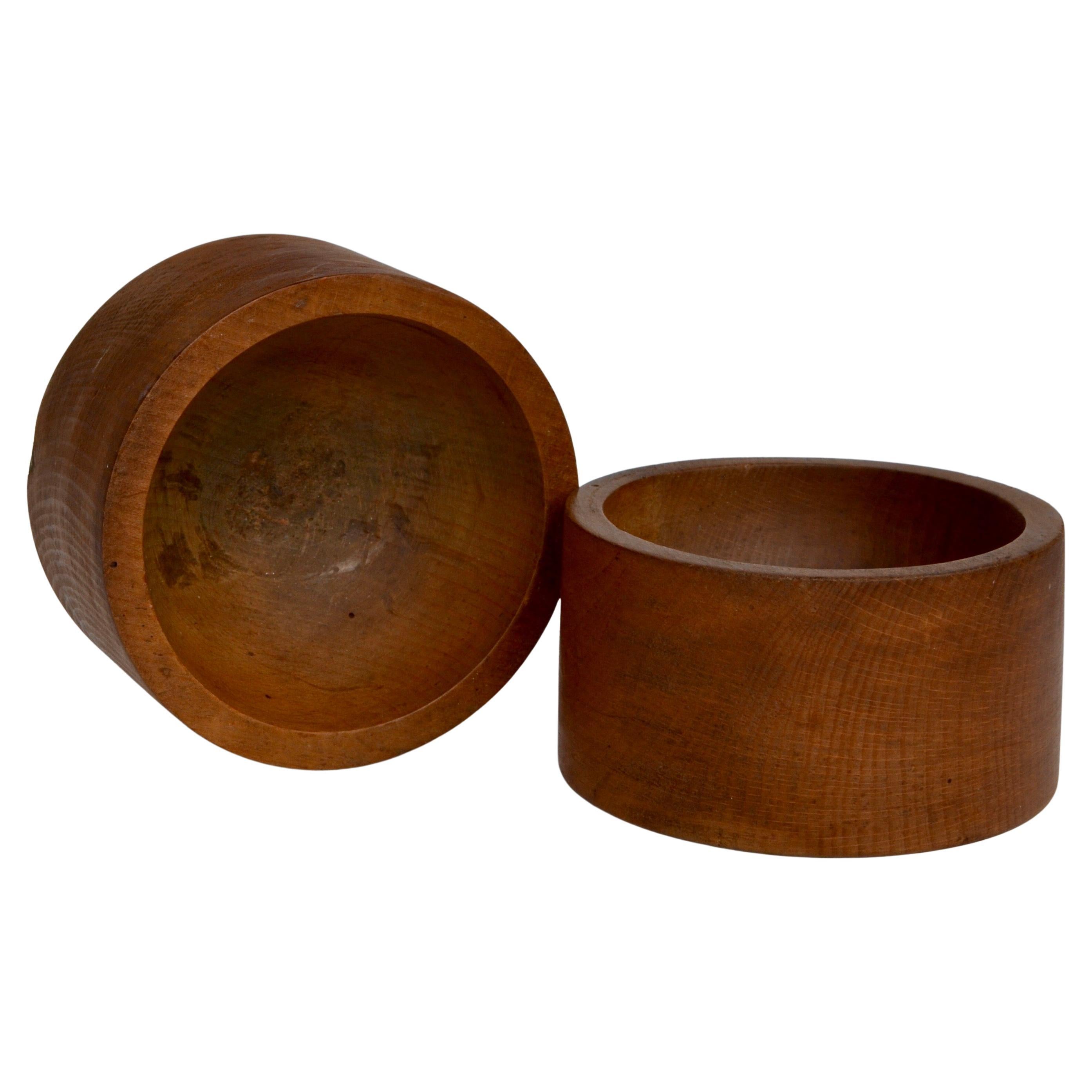 Pair of French Turned Wood Catchalls, 1950s For Sale
