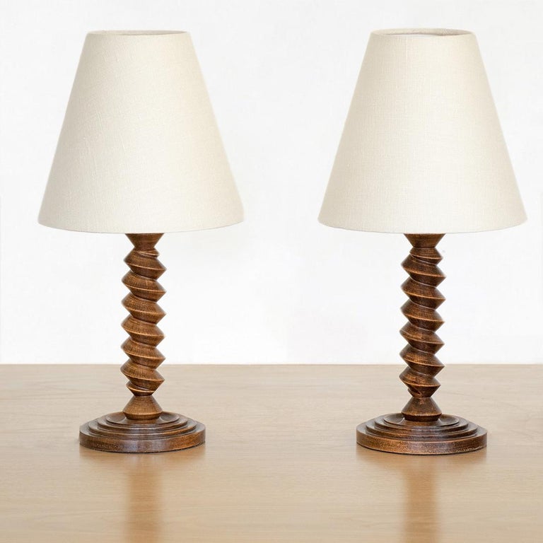 Pair of French Twisted Wood Lamps at 1stDibs | twisted wood table lamp