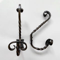 Pair of French Twisted Wrought Iron Double Hooks