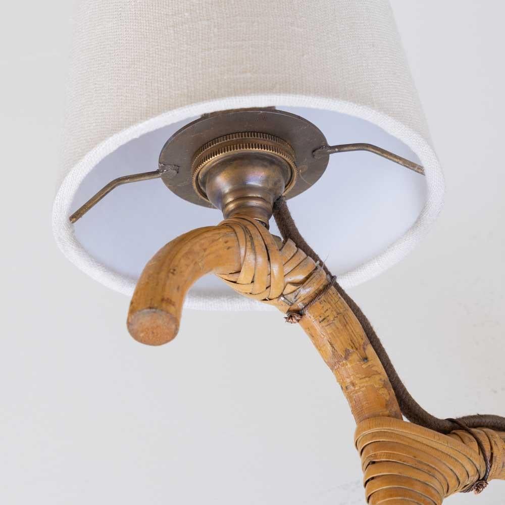 Pair of French Two-Arm Rattan Sconces For Sale 8