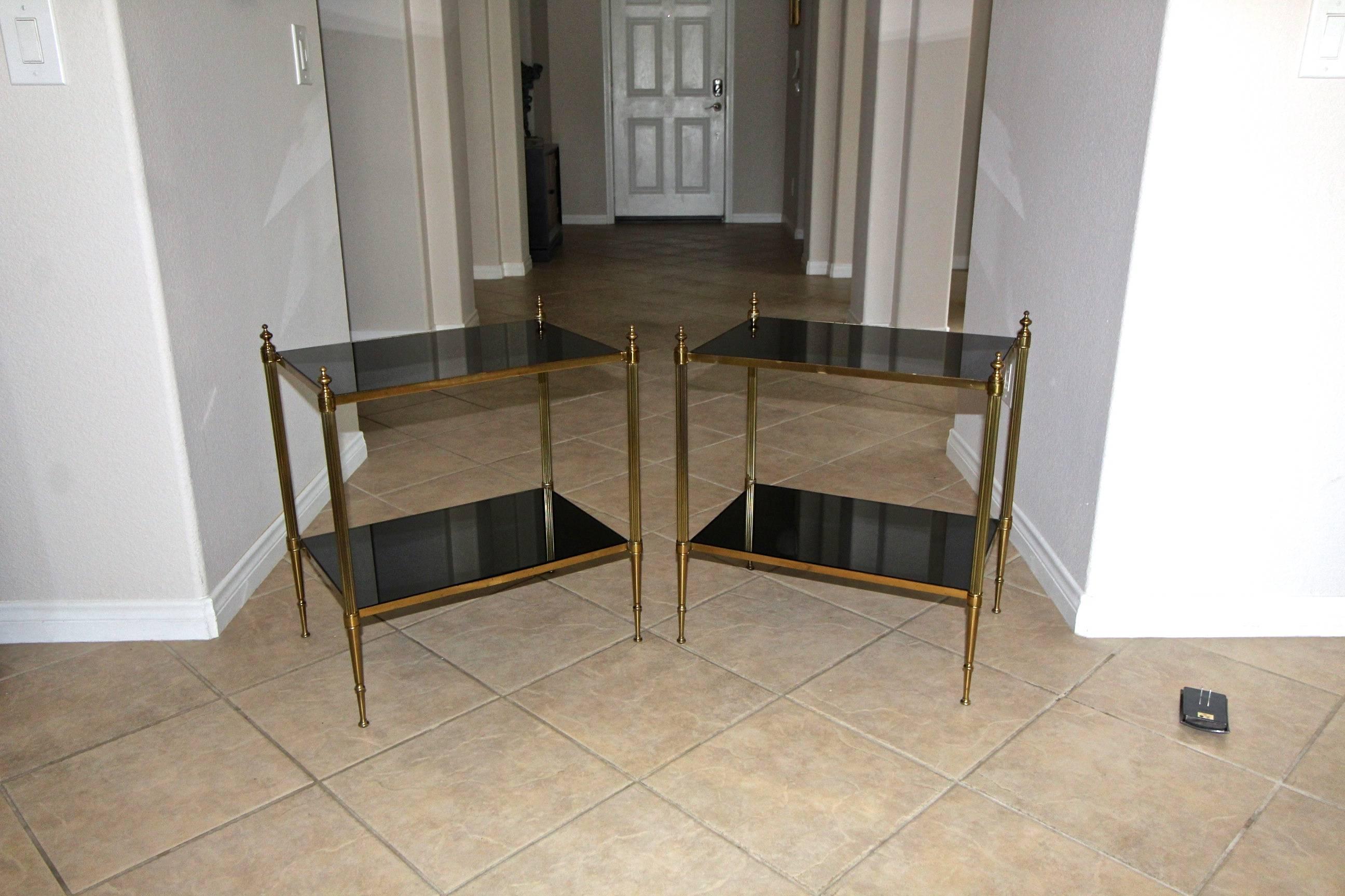 Pair of French Two-Tier Brass Side or End Tables 3