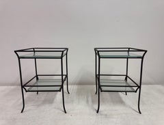 Pair of French Two Tier Wrought Iron Side Tables