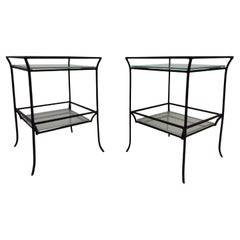 Pair of French Two Tier Wrought Iron Side Tables