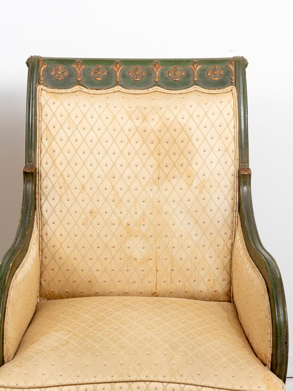 Empire Pair of French Upholstered Armchairs