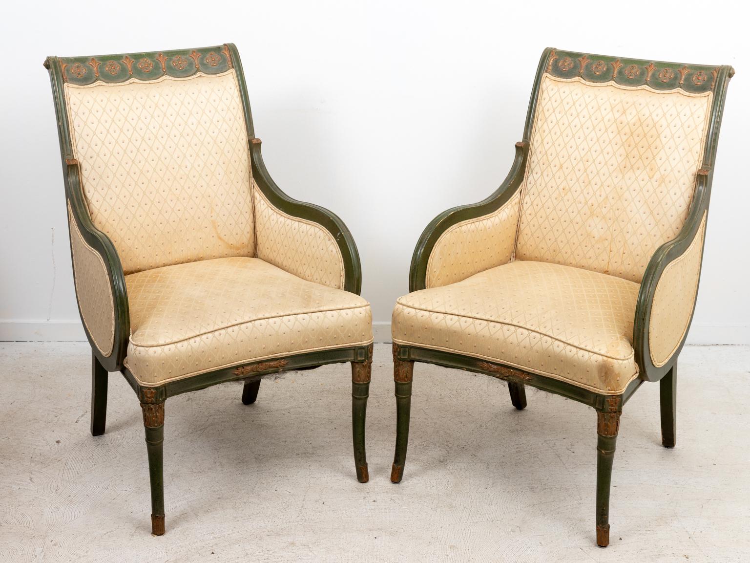 Pair of French Upholstered Armchairs 1