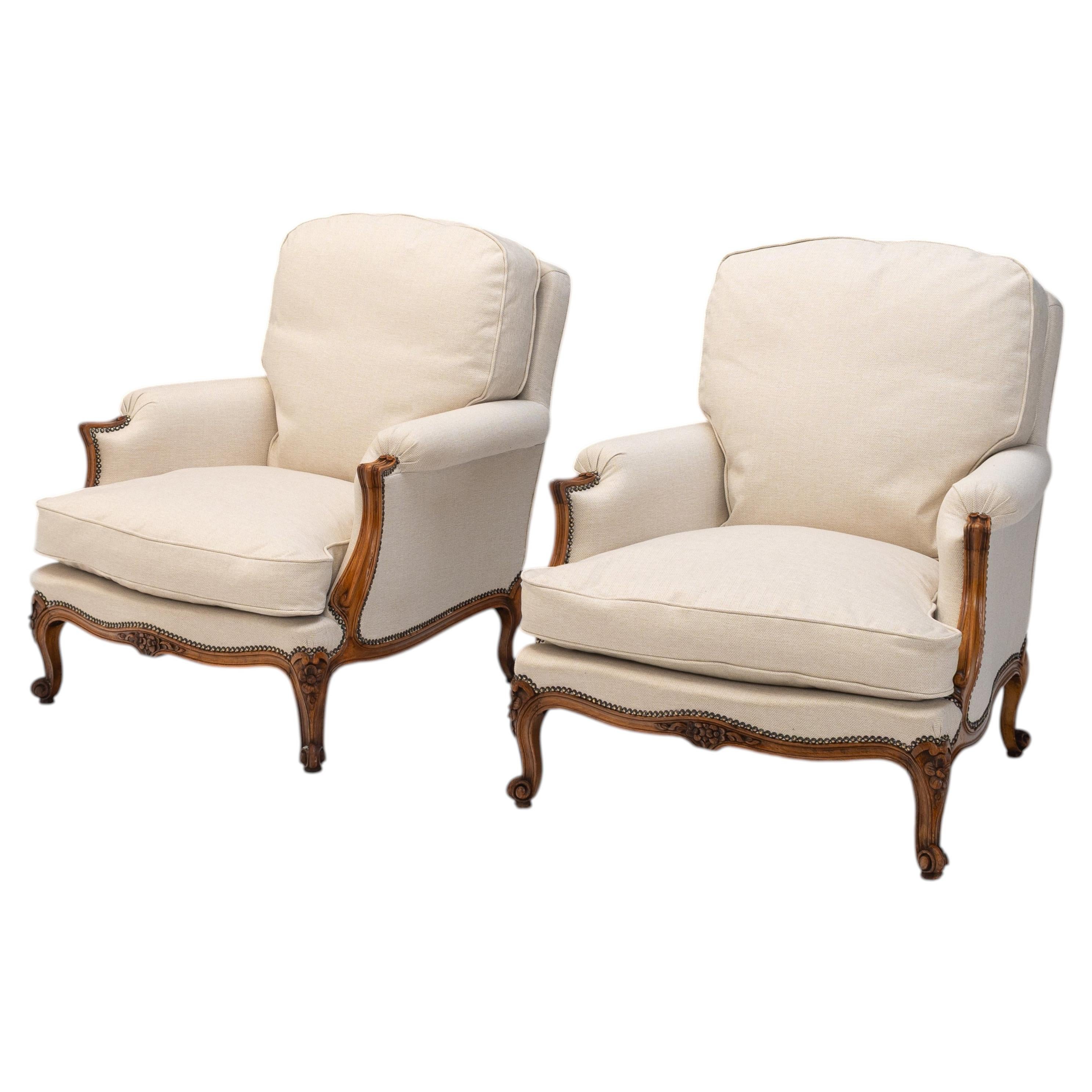 Pair of French Upholstered Armchairs