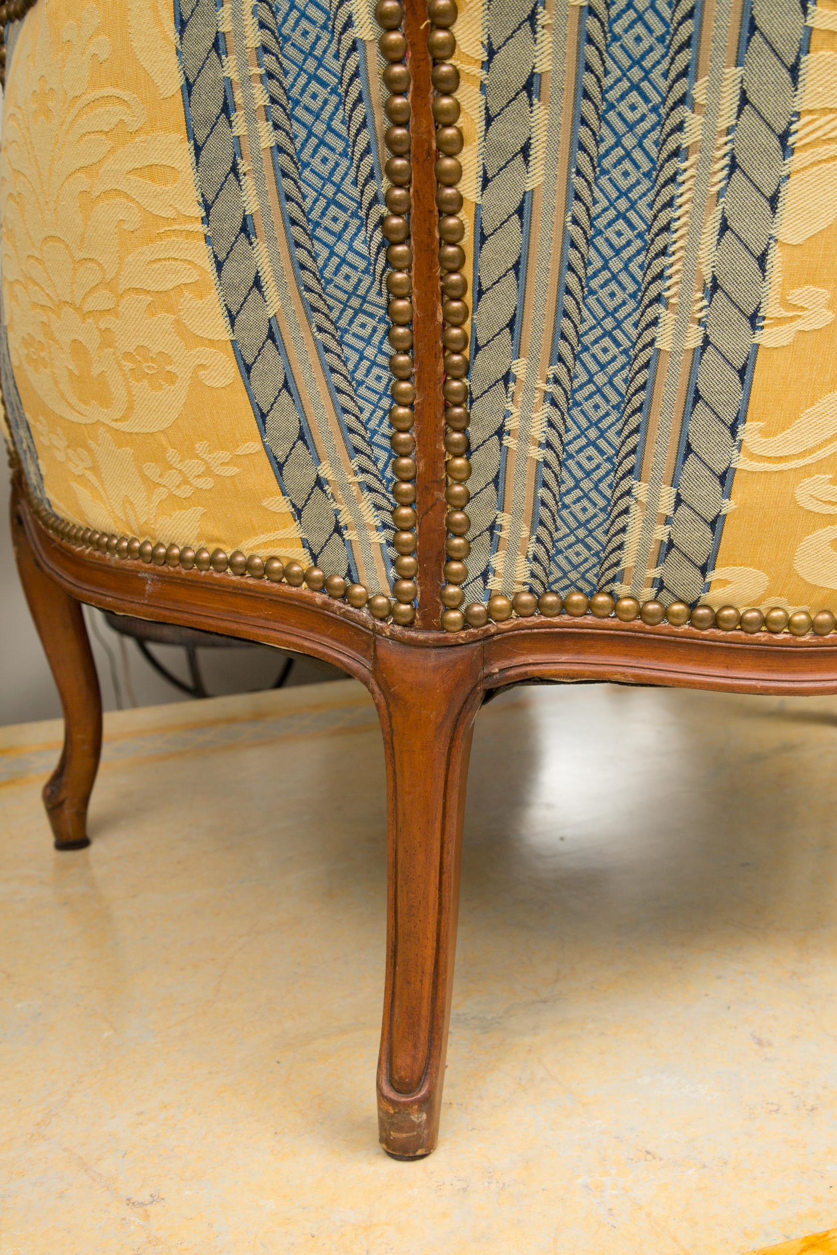 Louis XV Pair of French Upholstered Bergere Chairs