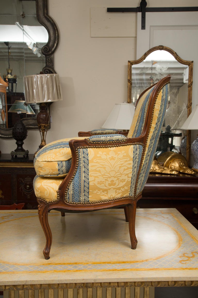 Pair of French Upholstered Bergere Chairs at 1stDibs