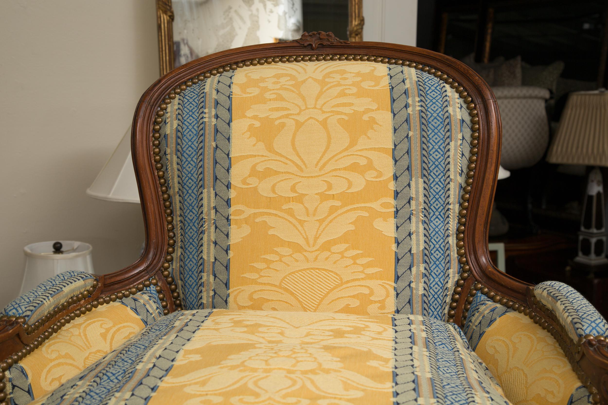 Pair of French Upholstered Bergere Chairs 1