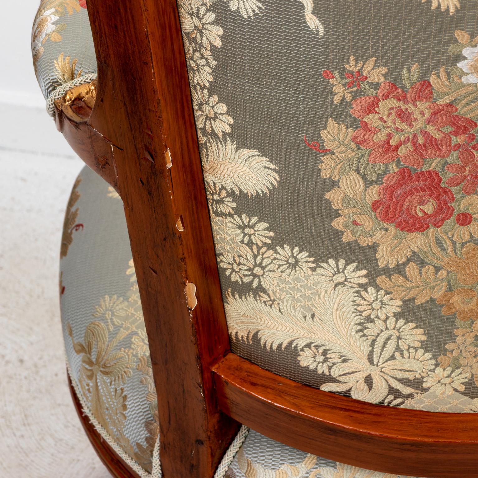 20th Century Pair of French Upholstered Open Armchairs