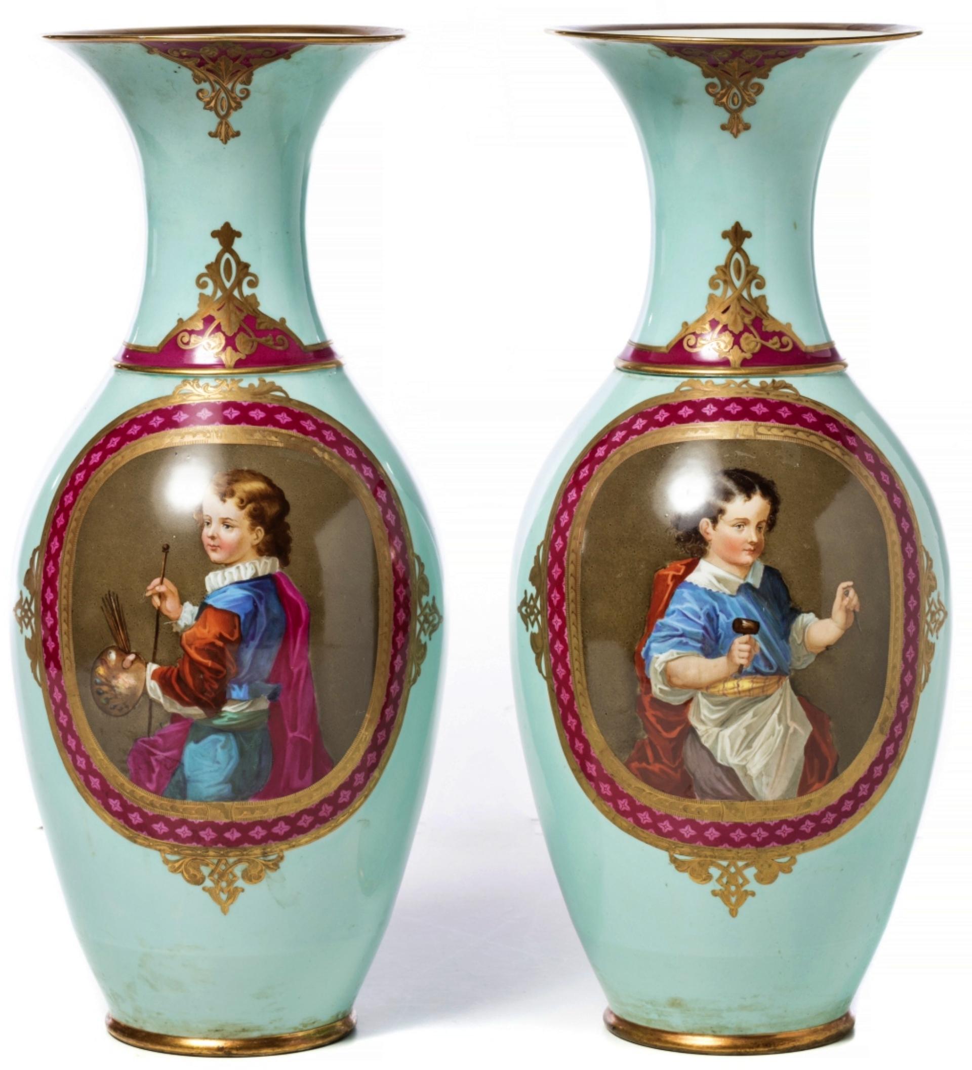 Napoleon III Pair of French Vases, 19th Century For Sale