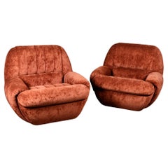 Pair of French velvet armchairs, 1970s