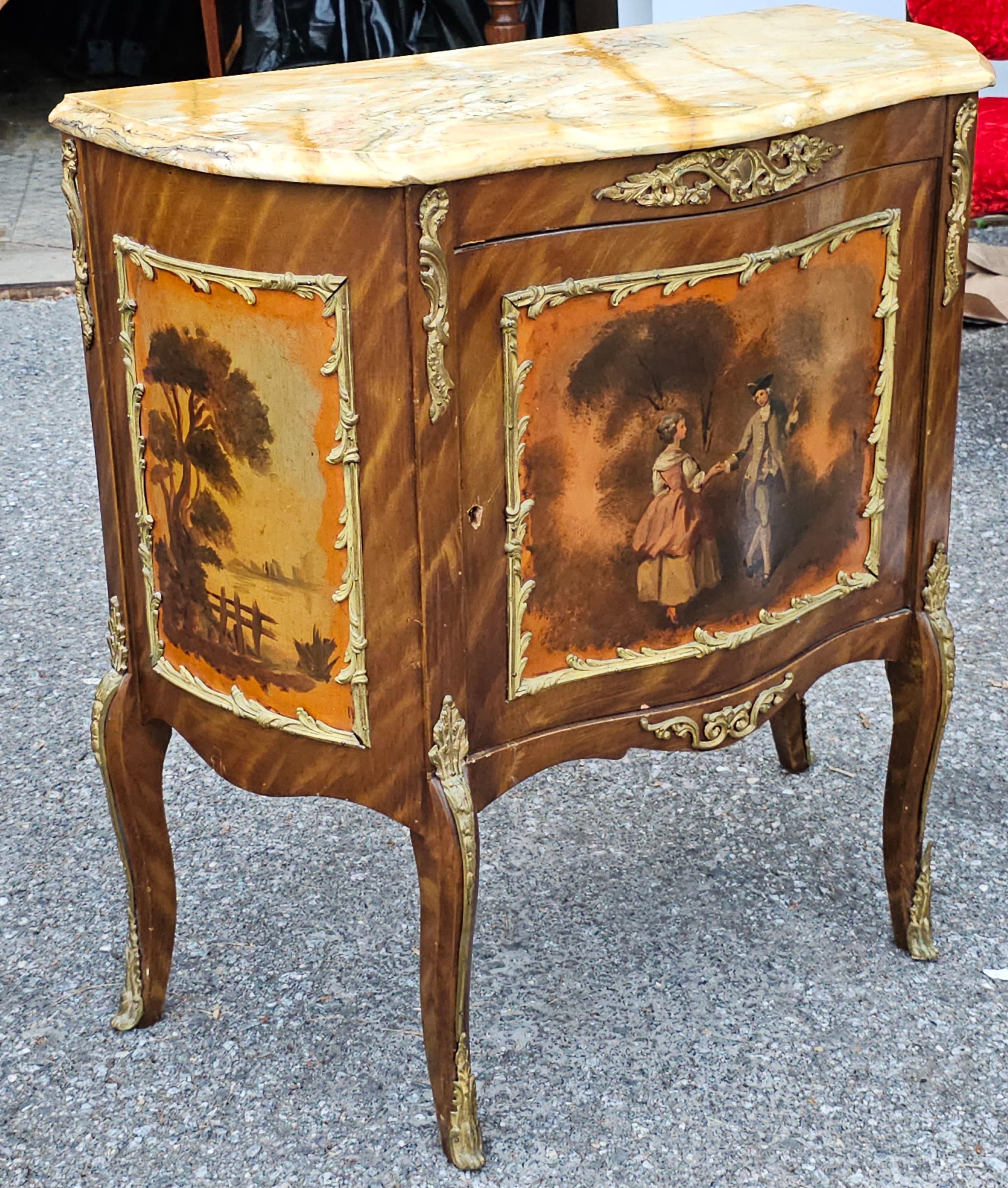 Pair of French Vernis Martin Style Hand-Painted Commodes, Signed A. Mancini For Sale 8