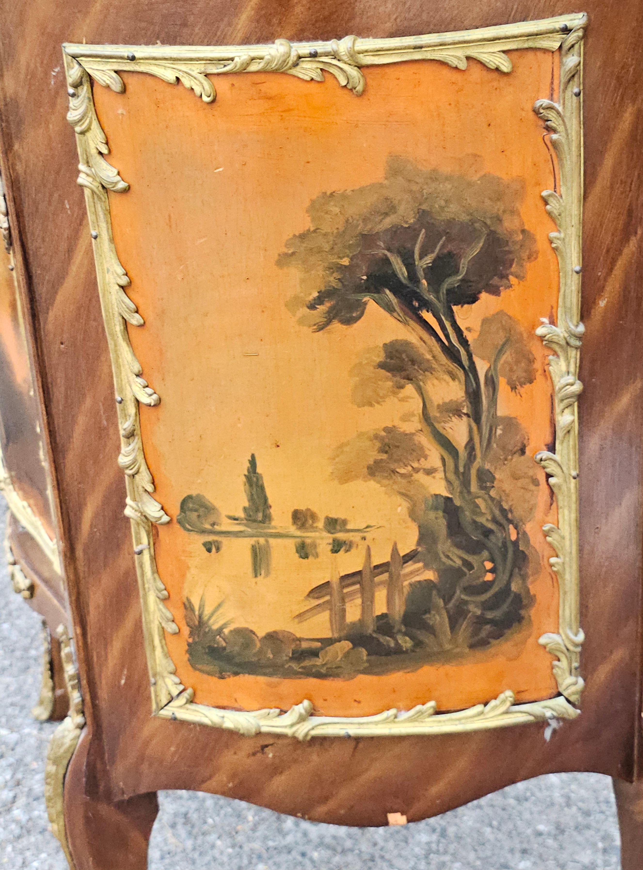 Pair of French Vernis Martin Style Hand-Painted Commodes, Signed A. Mancini For Sale 10