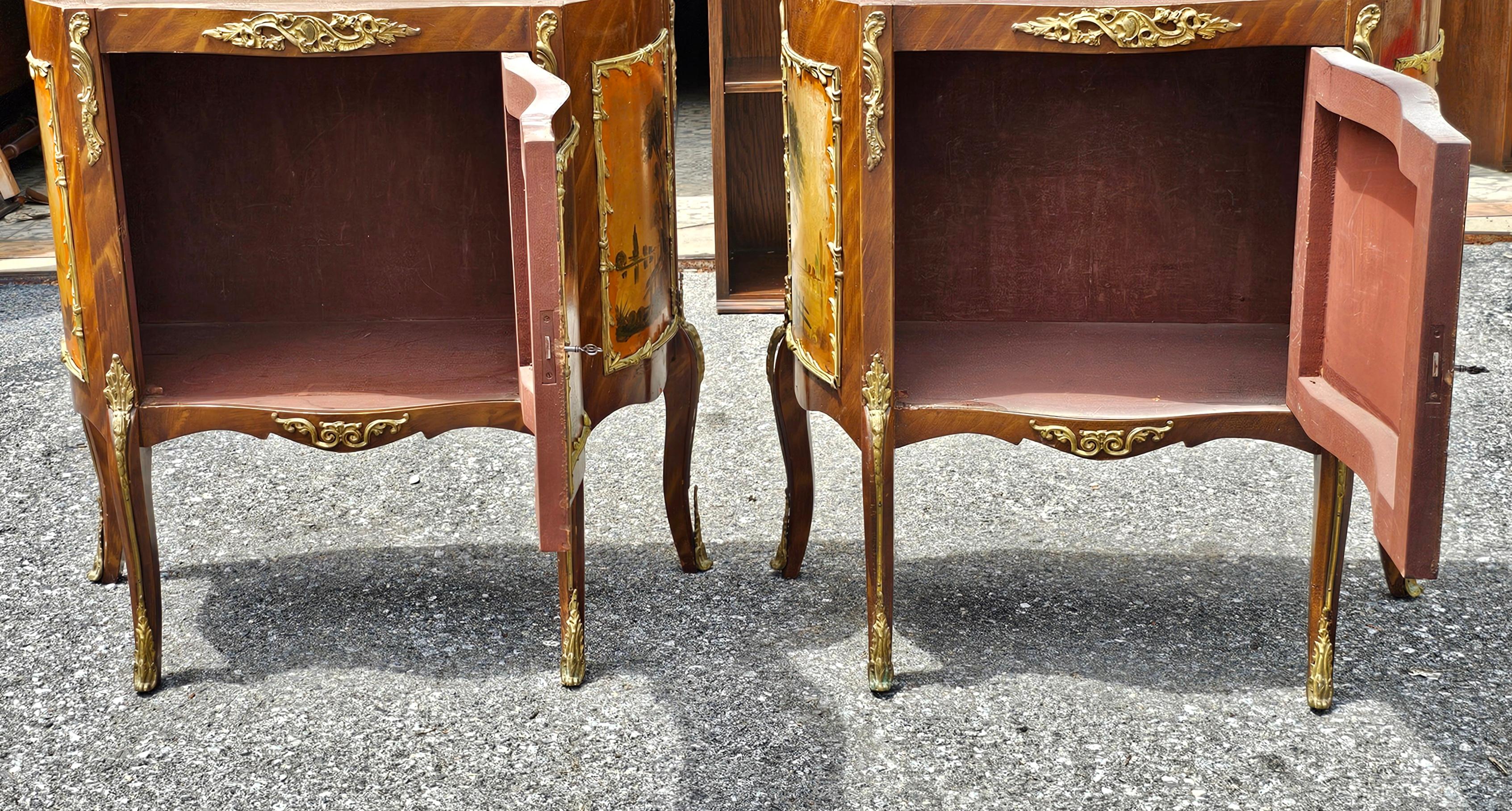 Pair of French Vernis Martin Style Hand-Painted Commodes, Signed A. Mancini For Sale 13
