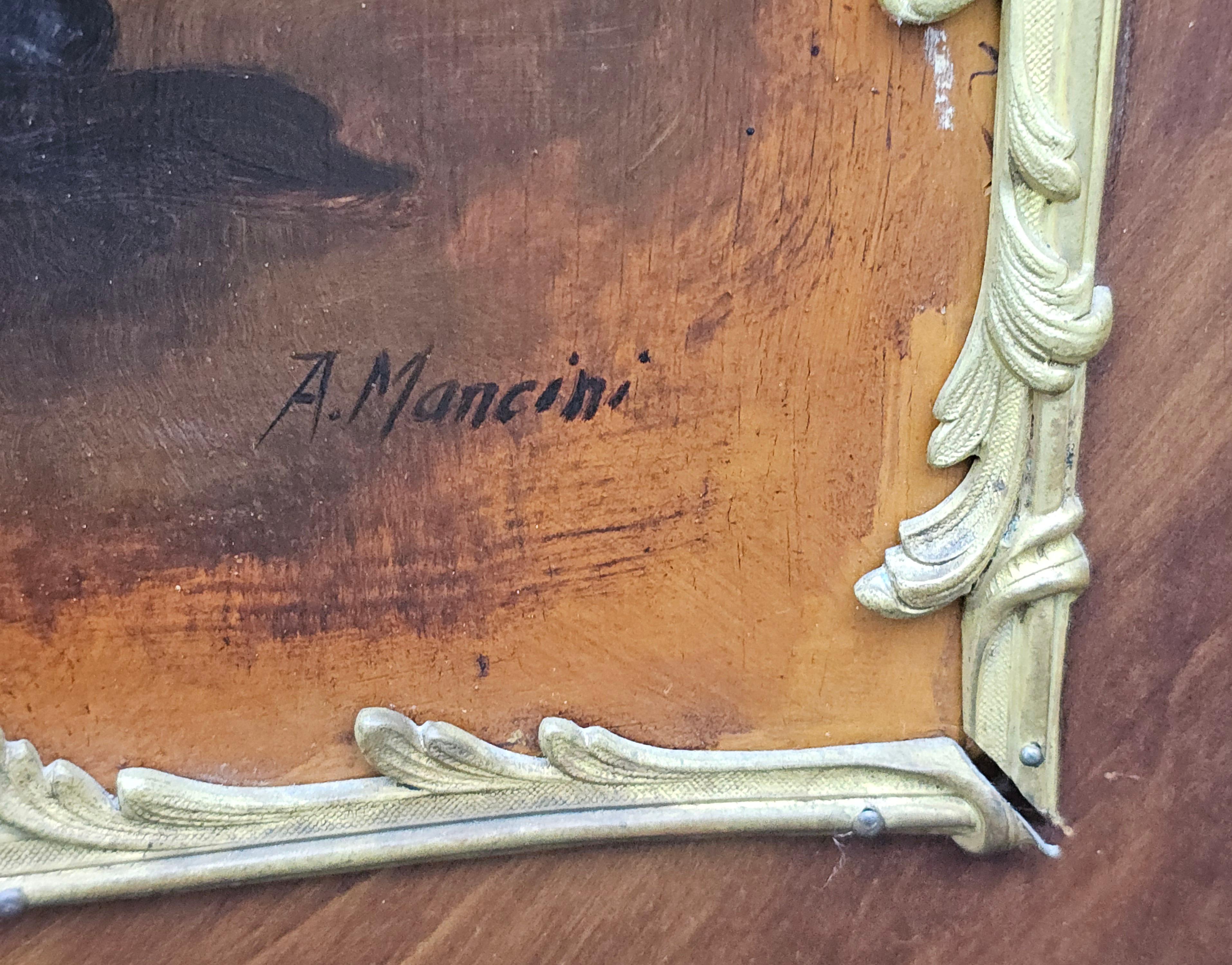 Pair of French Vernis Martin Style Hand-Painted Commodes, Signed A. Mancini In Good Condition For Sale In Germantown, MD