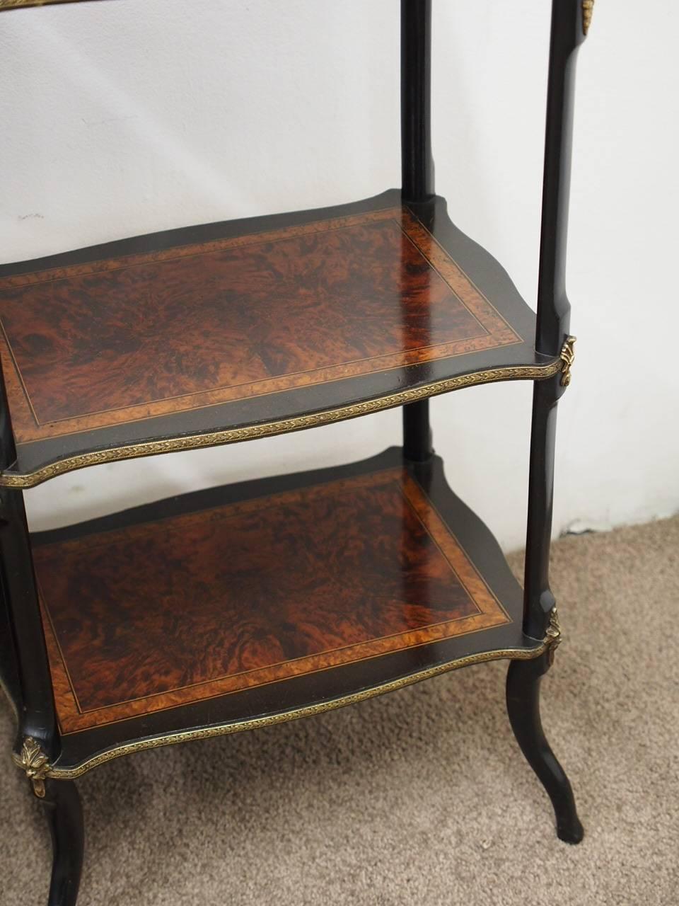Pair of French Victorian Amboyna, Boxwood and Ebony Etageres, circa 1880 In Good Condition For Sale In Edinburgh, GB