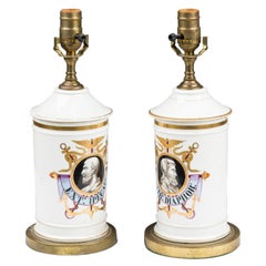 Antique Pair of French Victorian Apothecary Jar Table Lamps