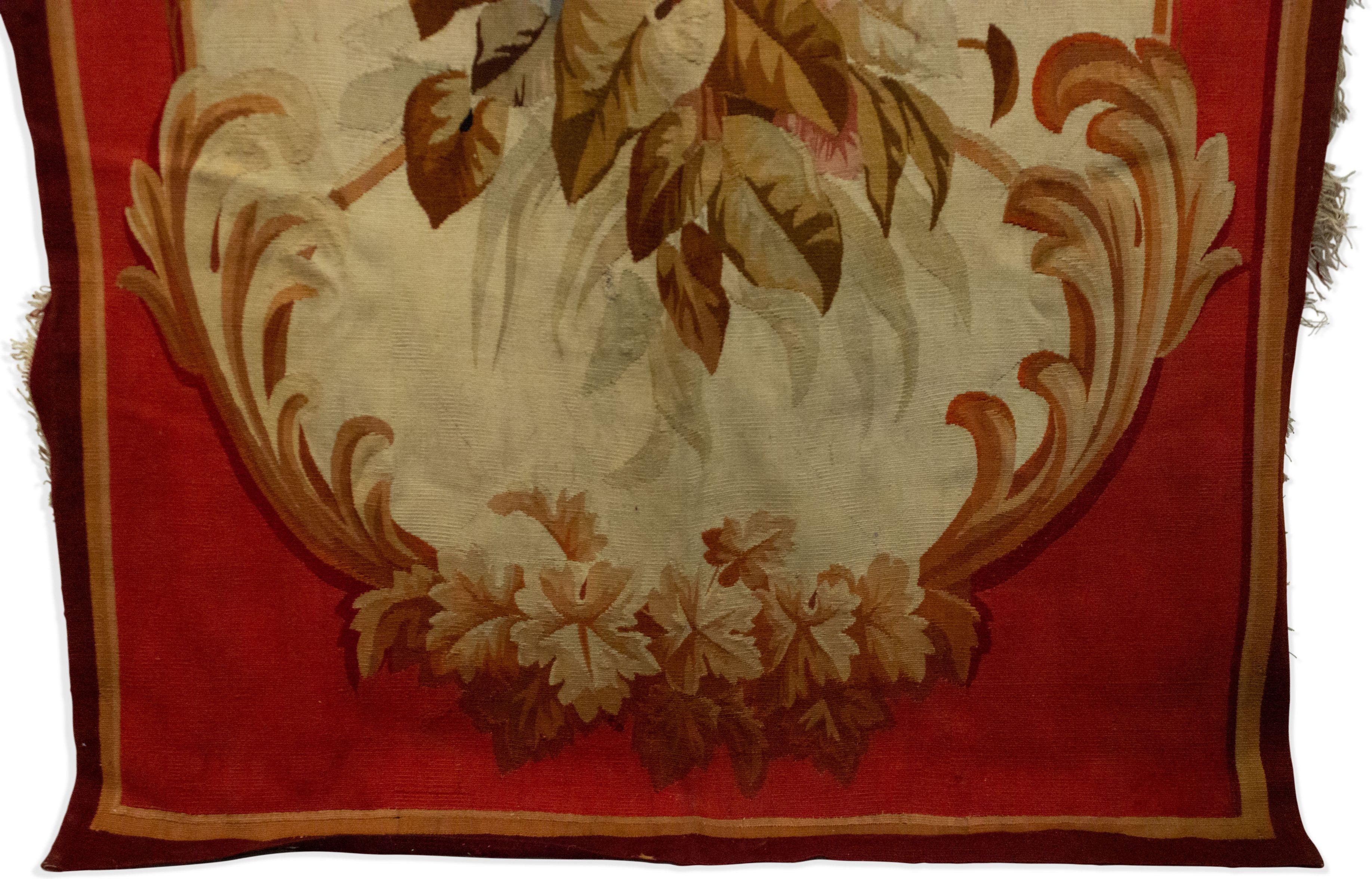 Pair of French Victorian Aubusson Floral Tapestries For Sale 9