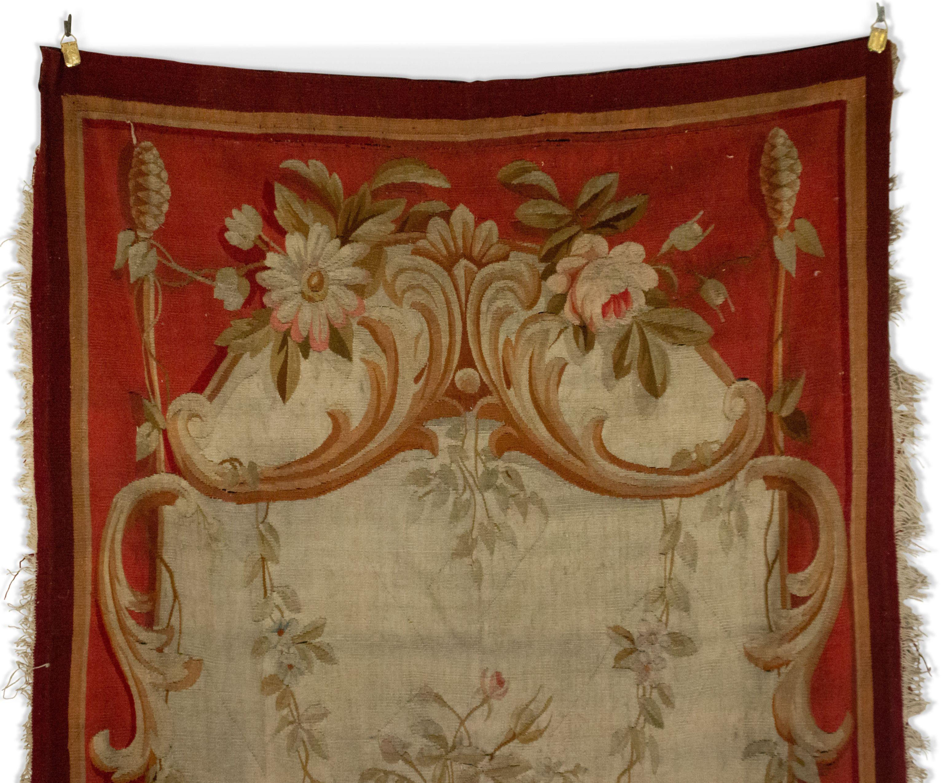 Pair of French Victorian Aubusson Floral Tapestries For Sale 15