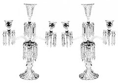 Pair of French Victorian Baccarat Crystal Candelabras