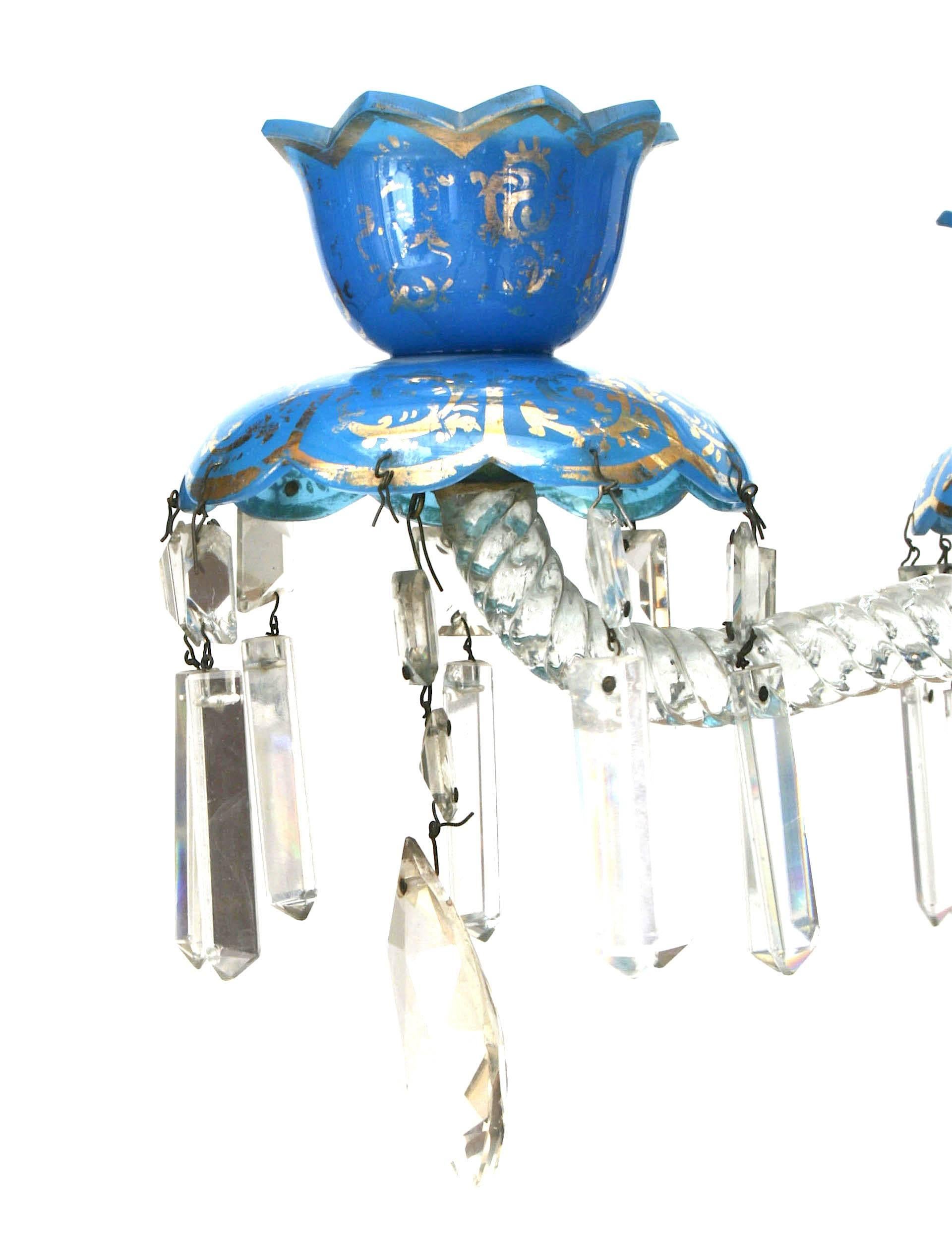 Pair of French Victorian Baccarat and Opaline Candelabras In Good Condition For Sale In New York, NY