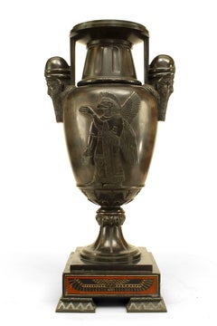 Pair of French Victorian Black Marble and Bronze Urns