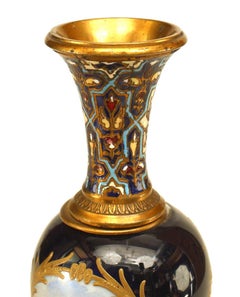 Pair of French Victorian Blue Sevre Porcelain Vases