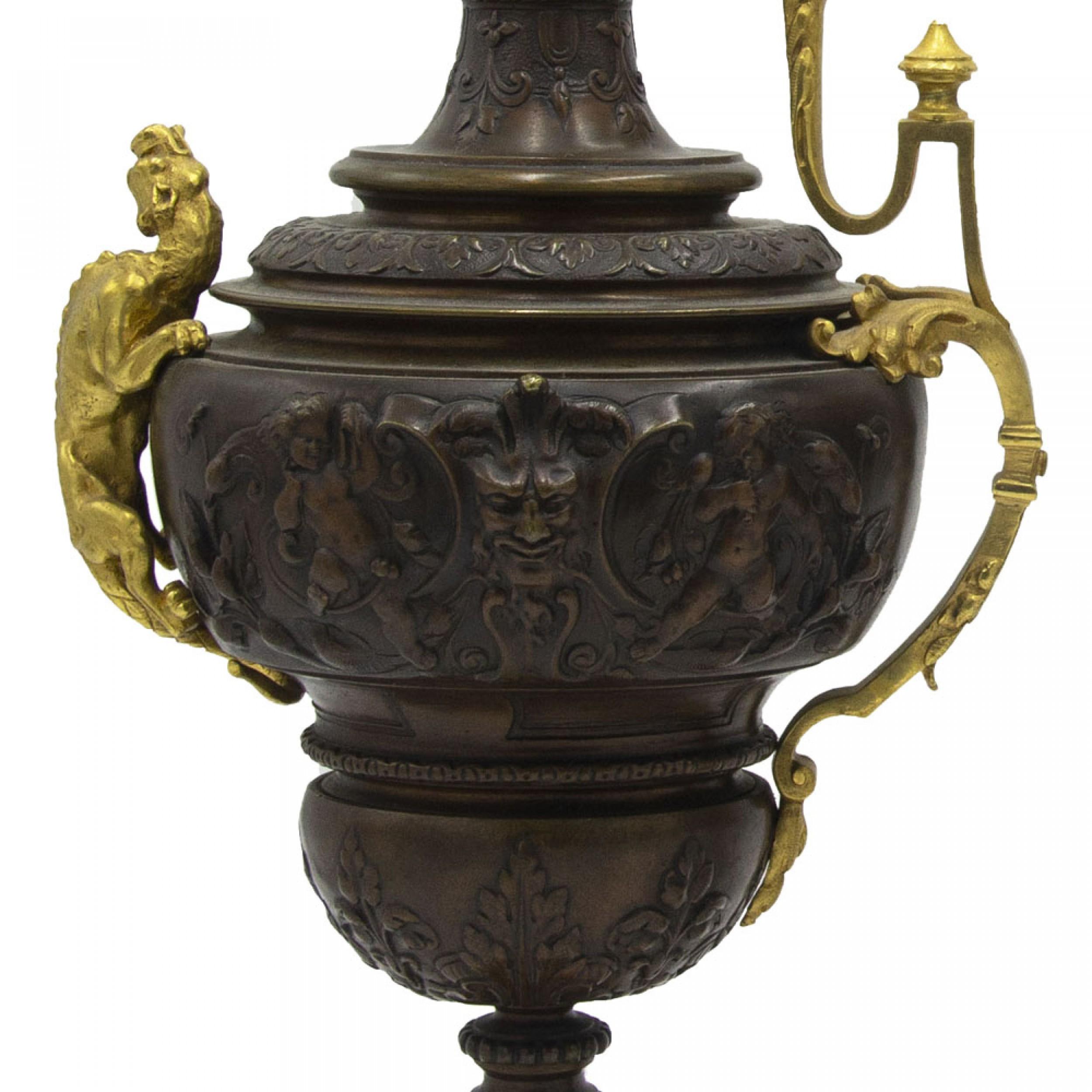 Vittoriano Coppia di cappe francesi vittoriane in bronzo e oro in vendita
