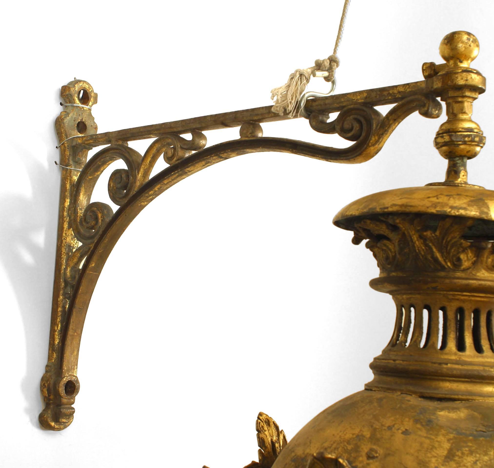 19th Century Pair of French Victorian Bronze Paneled Wall Lanterns For Sale