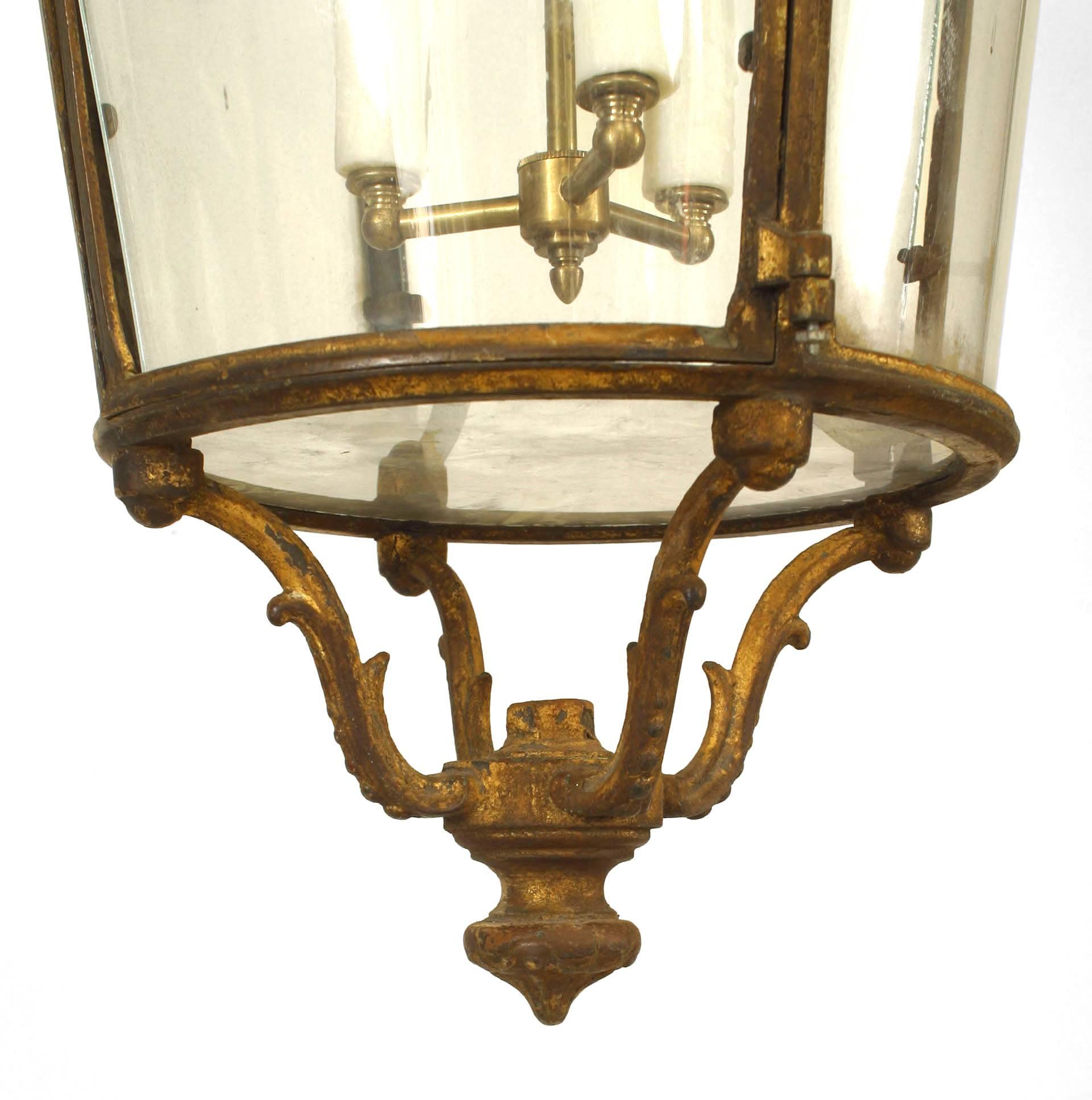 Pair of French Victorian Bronze Paneled Wall Lanterns For Sale 1